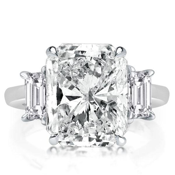 three stone engagement rings - Italo Created White Sapphire Engagement Ring Radiant Cut Three Stone Cocktail Ring, Italo jewelry - Online Catalog