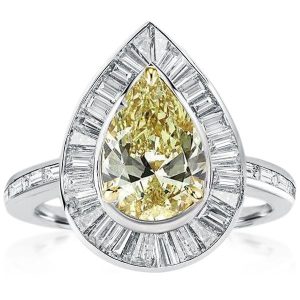 halo engagement rings - Two Tone Yellow Topaz Halo Pear Cut Engagement Ring, Italo jewelry - Online Catalog