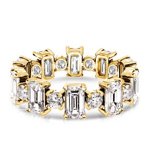 Eternity band - Golden Emerald & Round Alternating Wedding Band, Apparel & Accessories, Italo jewelry - Online Catalog