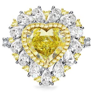 halo engagement rings - Two Tone Triple Row Yellow Topaz Heart Cut Engagement Ring, Italo jewelry - Online Catalog