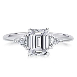 three stone engagement rings - Three Stone Emerald Cut Engagement Ring, Italo jewelry - Online Catalog