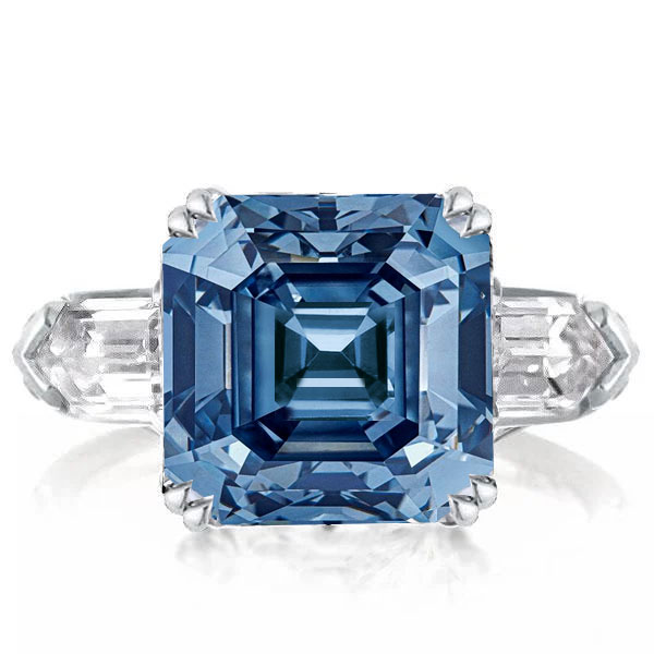 Three stone rings - Italo Blue Topaz Ring Asscher Cut Engagement Ring 3 Stone Ring, Three stone rings, Italo jewelry - Online Catalog