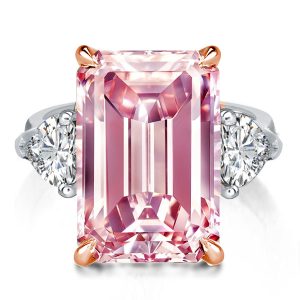 Three stone rings - Three Stone Emerald Created Pink Sapphire Engagement Ring, Three stone rings, Italo jewelry - Online Catalog