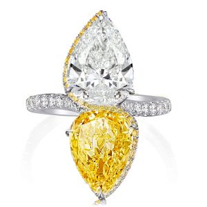 unique engagement rings - Twin Stone Unique Pear Cut Yellow Topaz Engagement Ring, Italo jewelry - Online Catalog