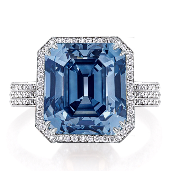 halo engagement rings - Italo Blue Topaz Ring Halo Emerald Cut Engagement Ring, Italo jewelry - Online Catalog