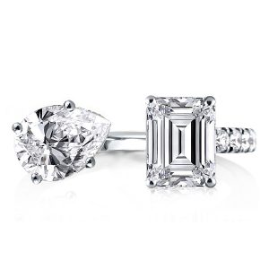 unique engagement rings - Pear & Emerald Cut Twin Ring, Italo jewelry - Online Catalog