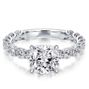 unique engagement rings - Hidden Halo Cushion Engagement Ring, Italo jewelry - Online Catalog