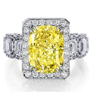 halo engagement rings - Halo Cushion Fancy Yellow Topaz Engagement Ring, Italo jewelry - Online Catalog
