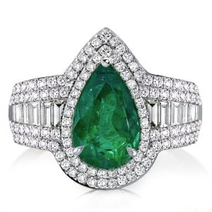 halo engagement rings - Halo Pear Cut Emerald Green Engagement Ring, Italo jewelry - Online Catalog