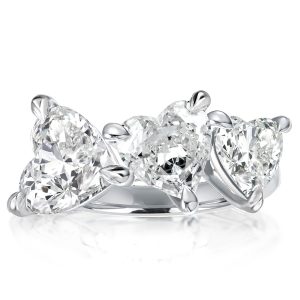unique engagement rings - Three Heart Cut Engagement Ring, Italo jewelry - Online Catalog