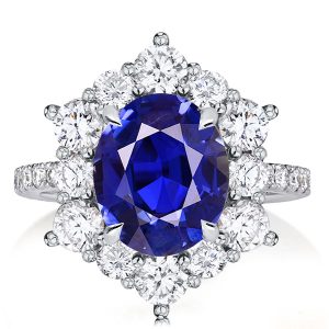 Halo engagement Rings - Halo Oval Blue Sapphire Engagement Ring, Italo jewelry - Online Catalog