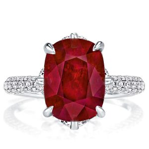 Unique engagement Rings - Classic Garnet Cushion Cut Engagement Ring, Italo jewelry - Online Catalog