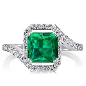 halo engagement rings - Halo Bypass Princess Cut Emerald Engagement Ring, Italo jewelry - Online Catalog