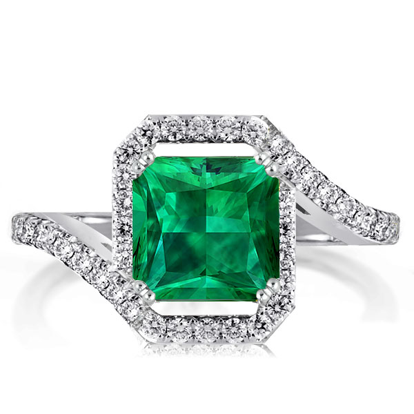 halo engagement rings - Halo Bypass Princess Cut Emerald Engagement Ring, Italo jewelry - Online Catalog