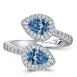 halo engagement rings - Halo Pear Cut Twin Stone Engagement Ring, Italo jewelry - Online Catalog