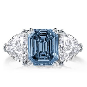 Three stone rings - Three Stone Emerlad Blue Topaz Engagement Ring, Three stone rings, Italo jewelry - Online Catalog
