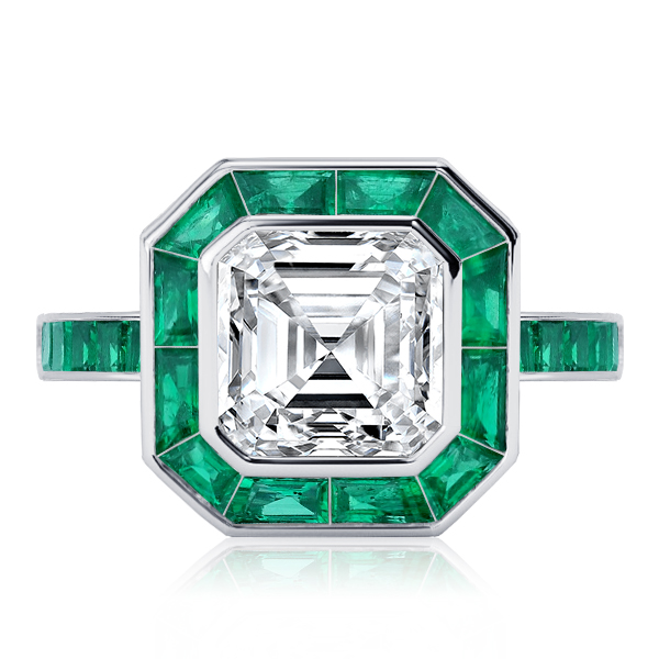 Halo Engagement Rings - Halo Bezel Setting Asscher Cut Engagement Ring, Italo jewelry - Online Catalog