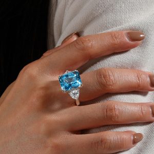 three stone engagement rings - Italo Blue Topaz Engagement Ring Three Stone Ring Affordable, Italo jewelry - Online Catalog