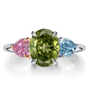 Three stone rings - Three Stone Oval Created Peridot Engagement Ring, Three stone rings, Italo jewelry - Online Catalog