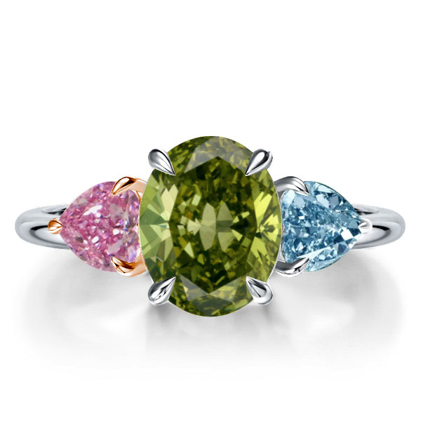 three stone engagement rings - Three Stone Oval Created Peridot Engagement Ring, Italo jewelry - Online Catalog