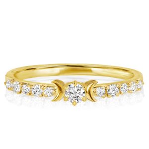 Unique engagement Rings - Dainty Golden Moon & Stars Engagement Ring, Italo jewelry - Online Catalog