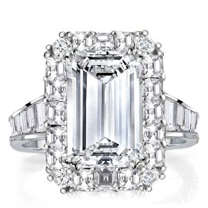 Unique engagement Rings - Unique Halo Emerald Cut Engagement Ring, Italo jewelry - Online Catalog