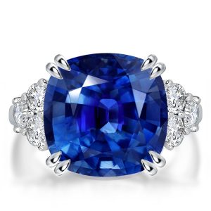 unique engagement rings - Italo Blue Sapphire Ring Cushion Cut Engagement Ring Cocktail Ring, Italo jewelry - Online Catalog