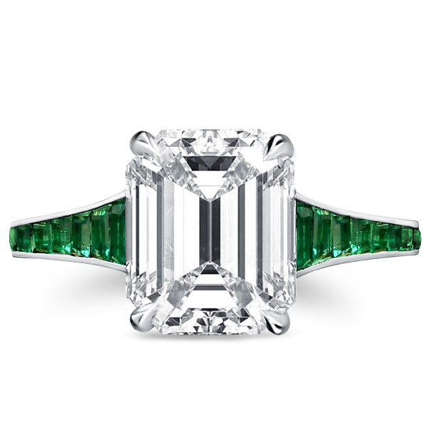 Unique engagement Rings - Emerald Cut Channel Tapering Engagement Ring, Italo jewelry - Online Catalog