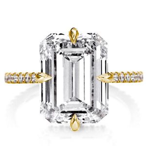 Unique rings - Golden Hidden Halo Emerald Engagement Ring, Italo jewelry - Online Catalog