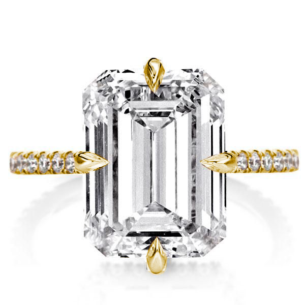 Unique rings - Golden Hidden Halo Emerald Engagement Ring, Italo jewelry - Online Catalog