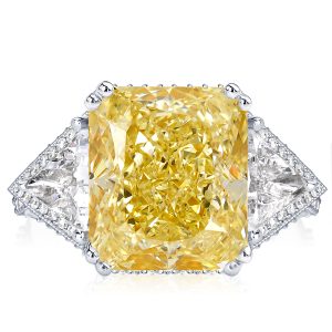 Three stone rings - Three Stone Radiant Cut Yellow Topaz Engagement Ring, Three stone rings, Italo jewelry - Online Catalog