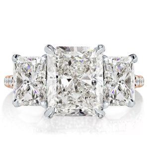 Three stone rings - Two Tone Radiant Cut Three Stone Engagement Ring, Three stone rings, Italo jewelry - Online Catalog