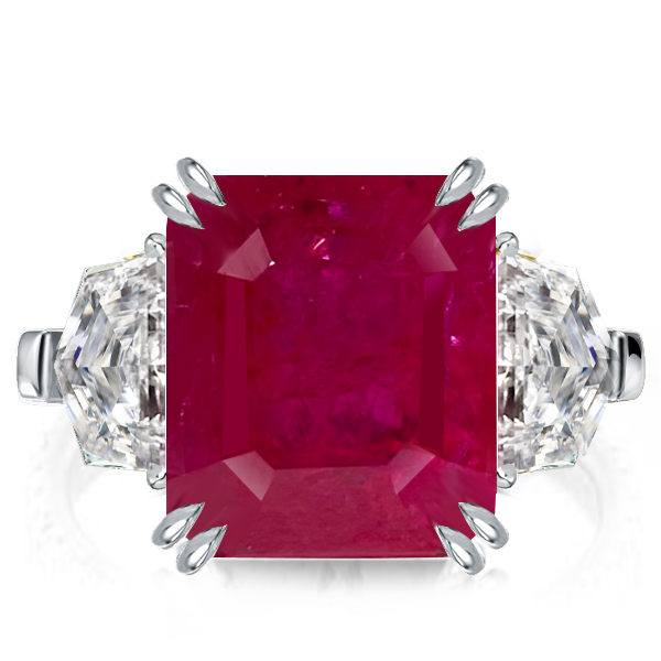 Three stone engagement Rings - Three Stone Emerald Cut Ruby Engagement Ring Promise Ring, Italo jewelry - Online Catalog