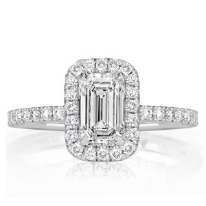 halo engagement rings - Classic Halo Emerald Cut Engagement Ring In Sterling Silver, Italo jewelry - Online Catalog