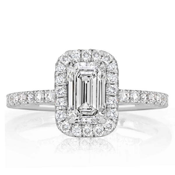 halo engagement rings - Classic Halo Emerald Cut Engagement Ring In Sterling Silver, Italo jewelry - Online Catalog