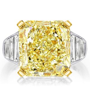 classic engagement rings - Two Tone Radiant Cut Yellow Sapphire Engagement Ring, Italo jewelry - Online Catalog