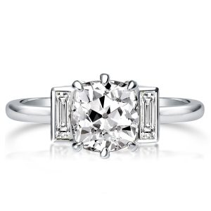 Three stone engagement Rings - Italo Three Stone Rose Cut White Sapphire Engagement Ring, Italo jewelry - Online Catalog