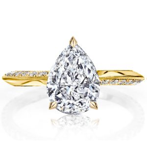 classic engagement rings - Italo Golden Pear Cut White Sapphire Engagement Ring, Italo jewelry - Online Catalog