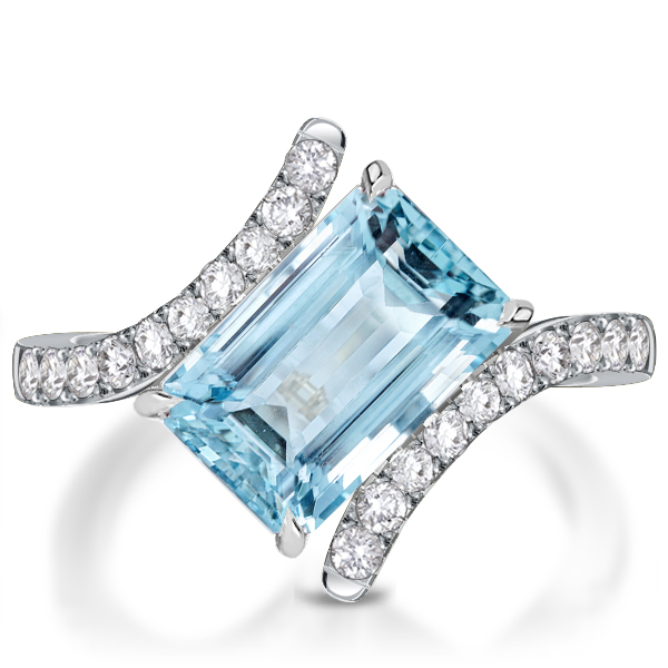 Unique rings - Italo Unique Emerald Cut Aquamarine Engagement Ring, Italo jewelry - Online Catalog