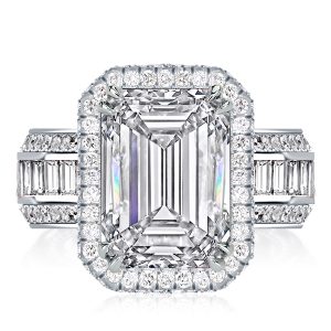 halo engagement rings - Italo Halo Emerald Cut White Sapphire Engagement Ring, Italo jewelry - Online Catalog