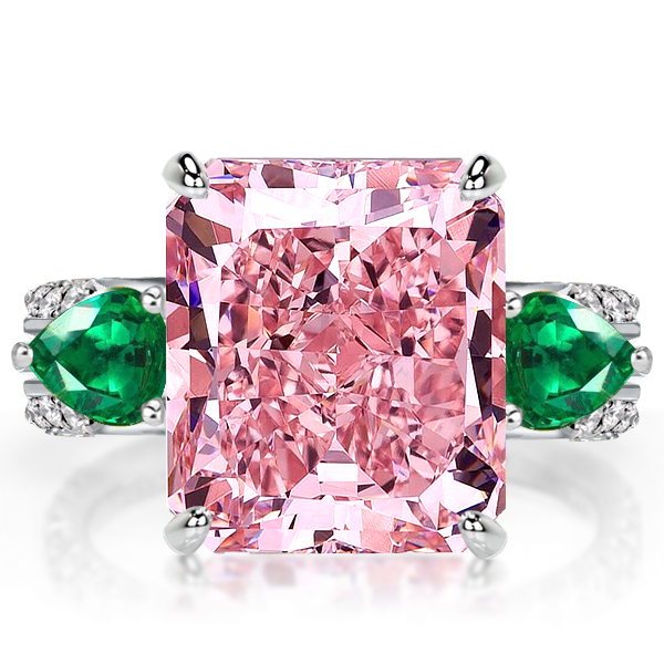 three stone engagement rings - Italo Three Stone Radiant Cut Pink Sapphire Engagement Ring, Italo jewelry - Online Catalog