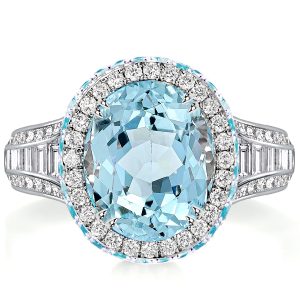 halo engagement rings - Italo Halo Oval Cut Aquamarine Engagement Ring Promise Ring, Italo jewelry - Online Catalog