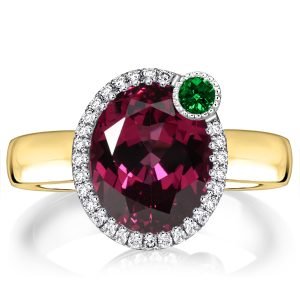 halo engagement rings - Italo Two Tone Halo Oval Cut Garnet Sapphire Engagement Ring, Italo jewelry - Online Catalog