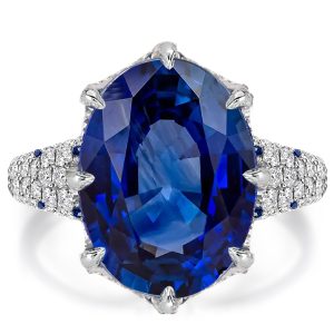unique engagement rings - Blue Sapphire Oval Cut Unique Engagement Ring Cocktail Ring, Italo jewelry - Online Catalog