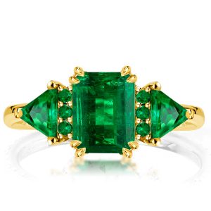 Three stone rings - Italo Golden Three Stone Emerald Cut Emerald Engagement Ring, Three stone rings, Italo jewelry - Online Catalog