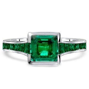 unique engagement rings - Asscher Cut Bezel Setting Emerald Engagement Ring, Italo jewelry - Online Catalog