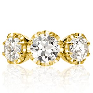 Three stone rings - Italo Golden Three Stone Round Cut Engagement Ring For Women, Three stone rings, Italo jewelry - Online Catalog