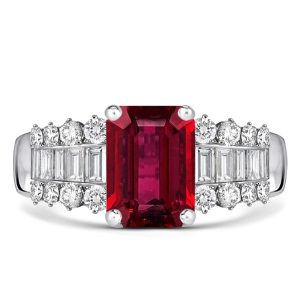 Unique engagement Rings - Emerald Cut Ruby Engagement Ring Unique Engagement Ring, Italo jewelry - Online Catalog