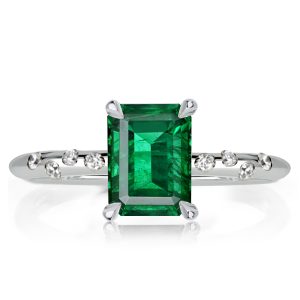 Unique engagement Rings - Emerald Cut Emerald Green Engagement Ring, Italo jewelry - Online Catalog