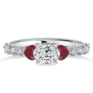 Unique engagement Rings - Unique East West Oval Cut Ruby Engagement Ring, Italo jewelry - Online Catalog